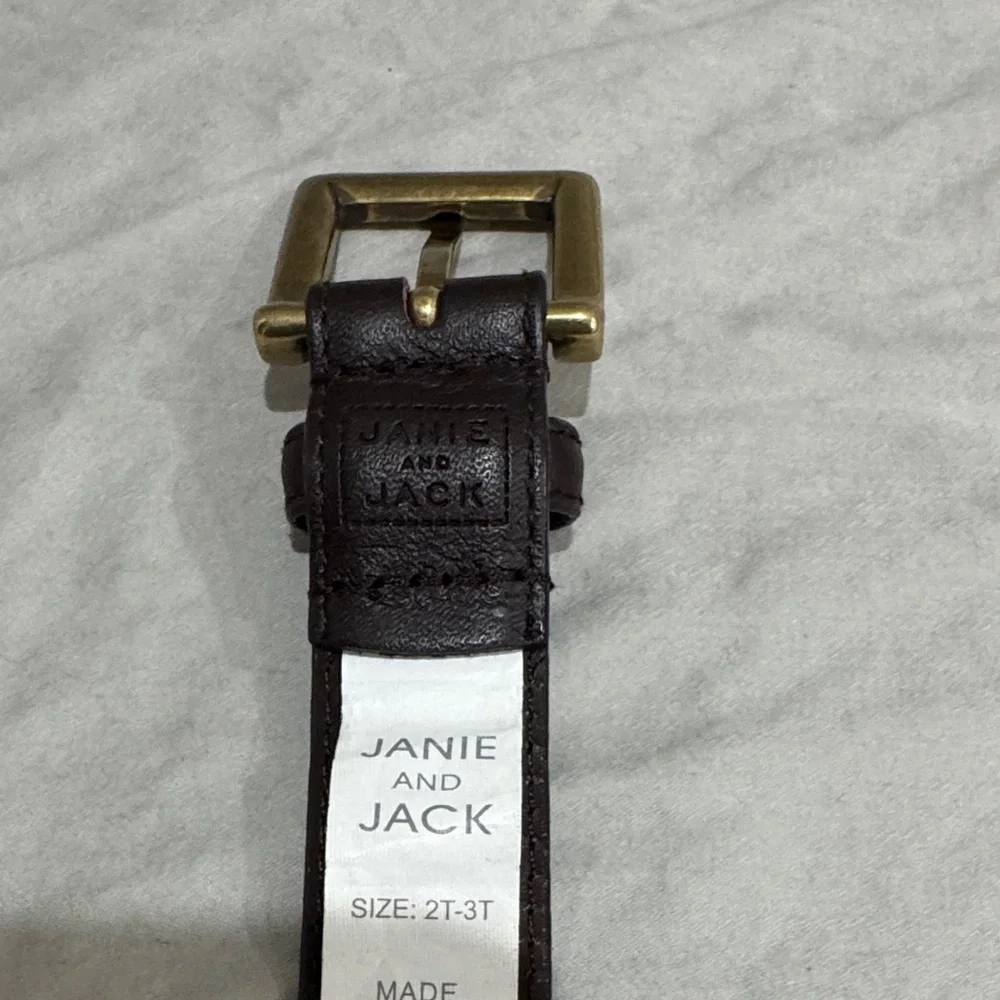 Janie and Jack Boys Brown Leather Belt with Gold Buckle